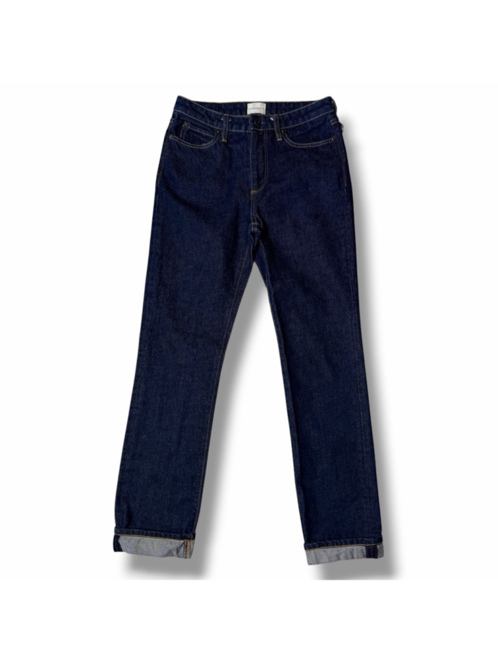 SIMON MILLER Womens Dark Wash Cuffed Hem Straight Leg Mid Rise Jeans 27 Cotton